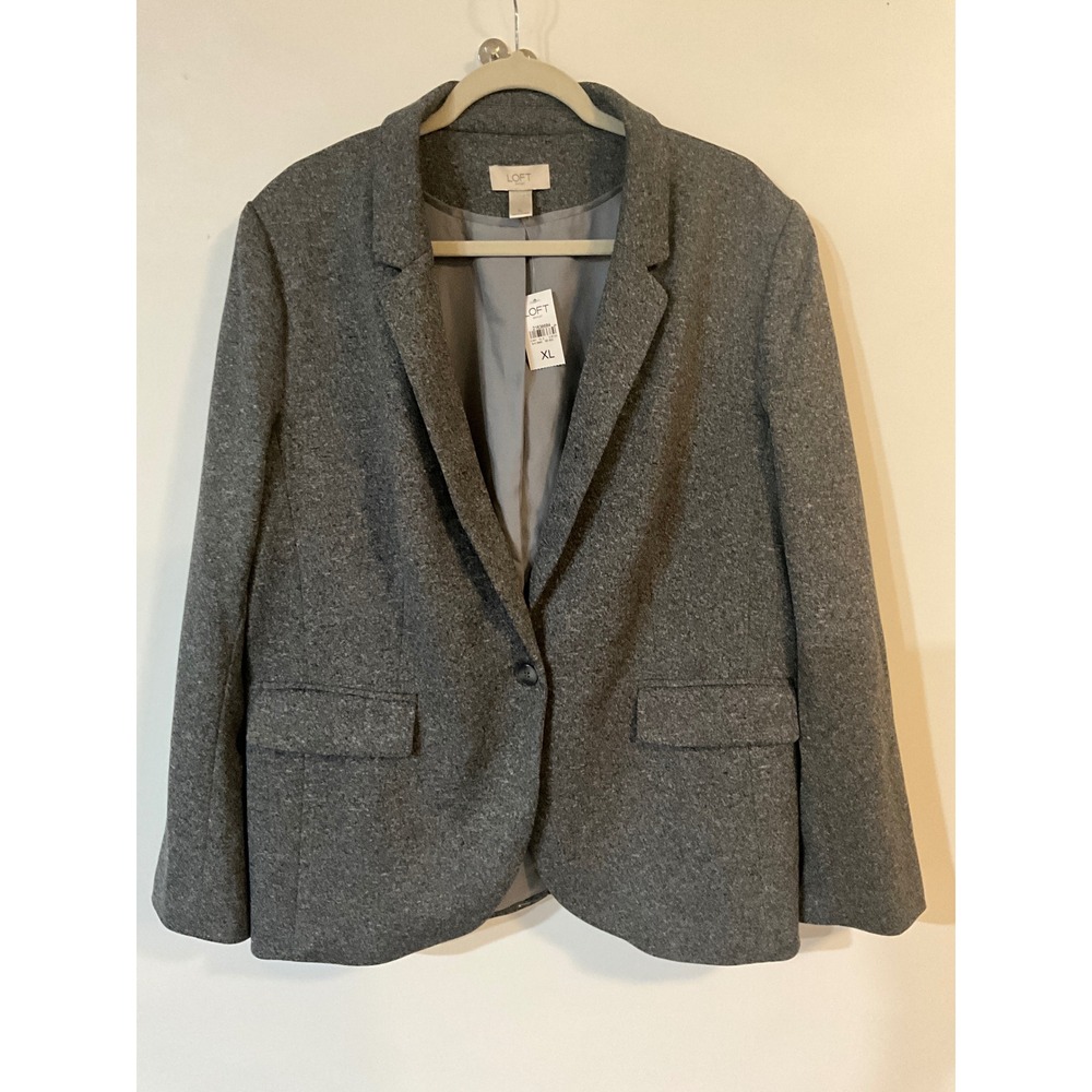 Loft Outlet Womens Grey Marl Single Button Blazer Jacket XL New With Tags